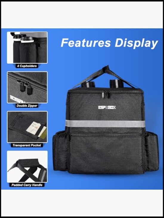 Insulated Delivery Backpack with Cup Holders Leakproof Pizza Bag Multifunctional main image 4